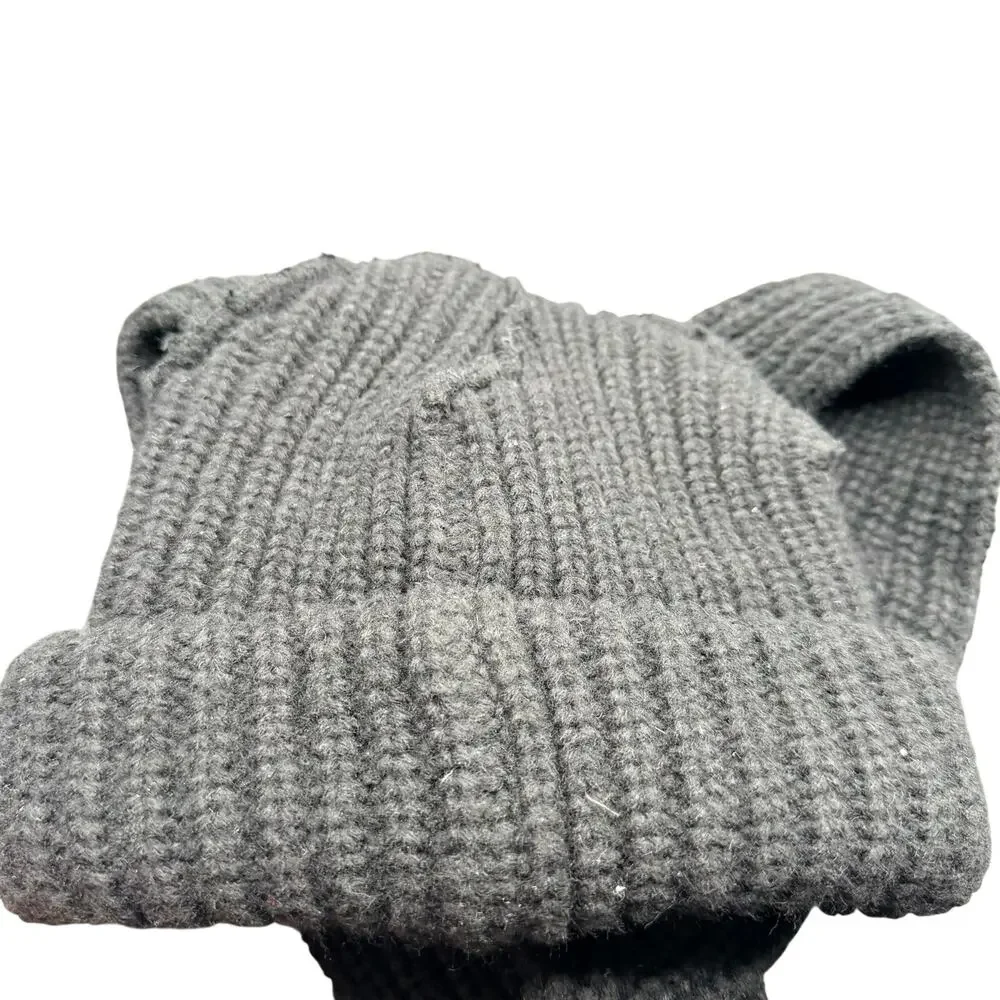 Charles Jeffrey Loverboy Chunky Ears Beanie Black Knit Logo Hat